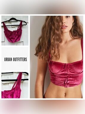 Urban Outfitters Velvet Crop Top in Deep Berry
